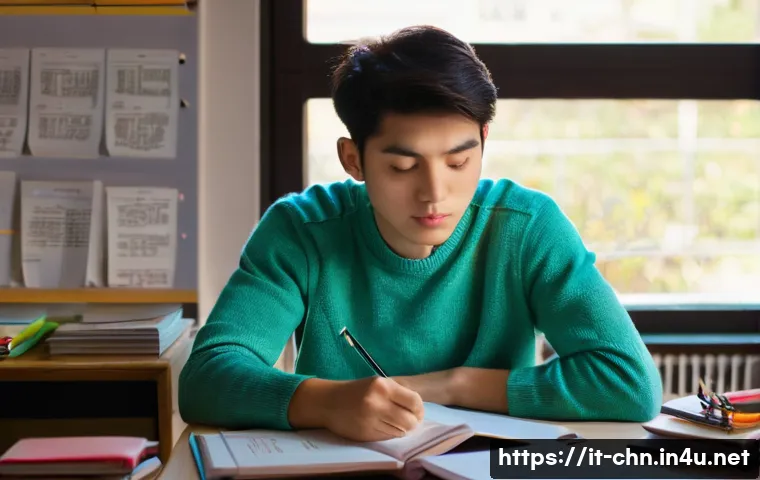 HSK 독해 파트 점수 올리기 - **Prompt:** A focused young Italian student, in their late teens or early twenties, sits at a bright...