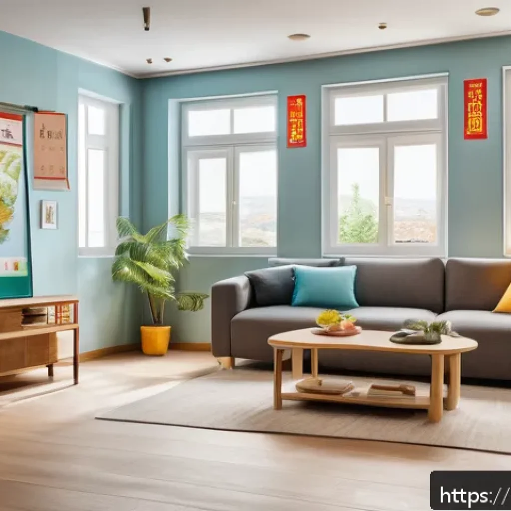 중국어 발음 교정 방법 - A cozy modern Italian living room transformed into a “Chinese language immersion zone,” featuring co...