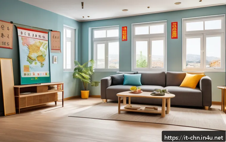 중국어 발음 교정 방법 - A cozy modern Italian living room transformed into a “Chinese language immersion zone,” featuring co...