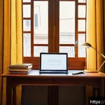 HSK 레벨별 학습 전략 - A cozy, modern study room setting with a young Italian adult focused on learning Chinese vocabulary....